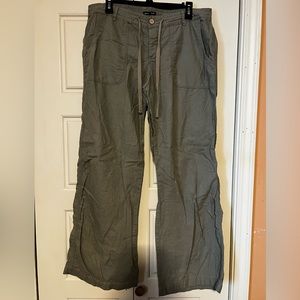 Linen blend wide leg pant